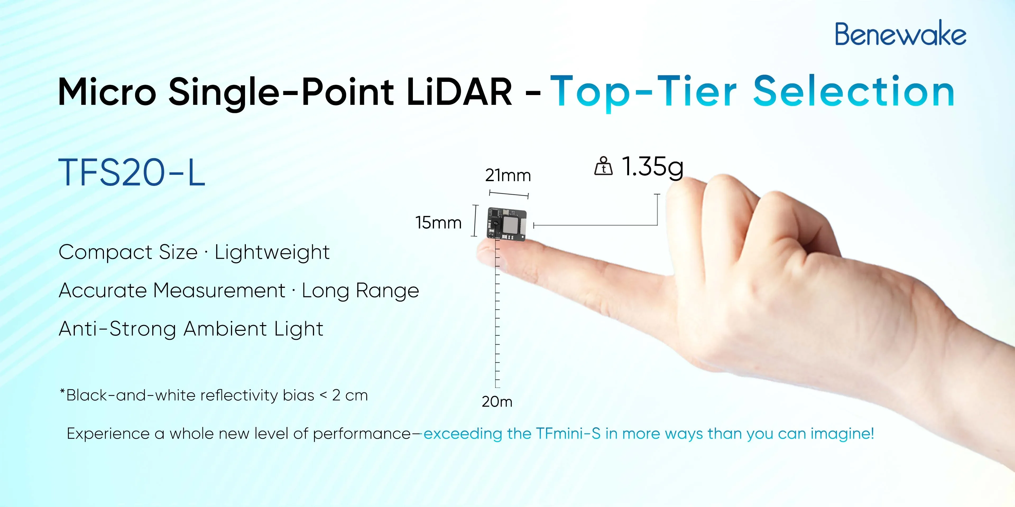 Benewake TFS20-L 20m Micro LiD - Drone Lidar recensie en prijs